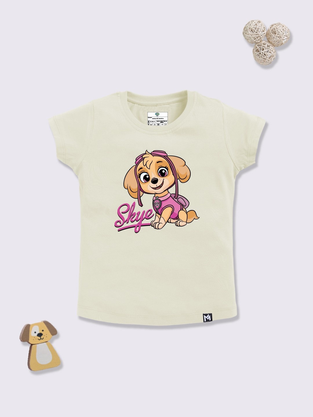 

YK X Minute Mirth Girls Printed Pure Cotton Top, Cream