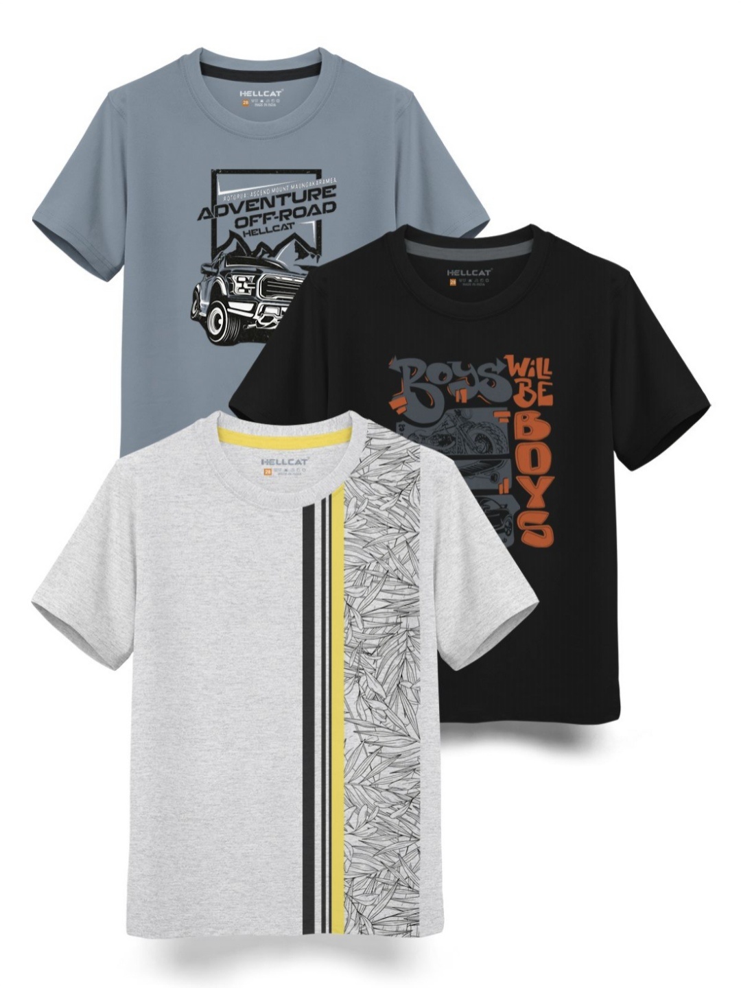 

HELLCAT Boys Typography 3 Printed T-shirt, White