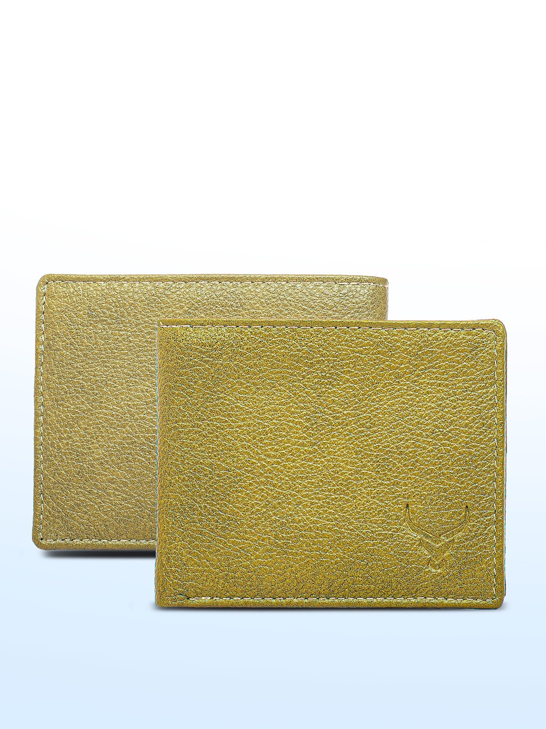 

REDHORNS Men Leather Two Fold Wallet, Green