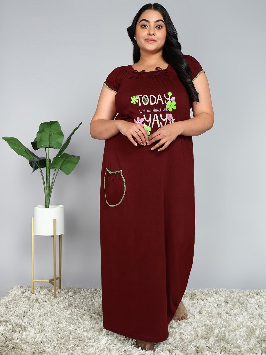

OUTER WEAR AYAM EXPORTS Print Maxi Dress, Maroon