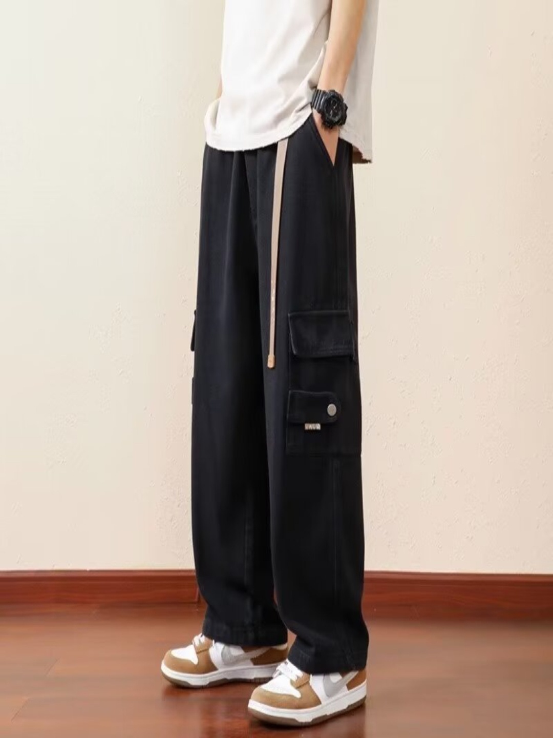 

HERE&NOW Men Cargos Trousers, Black