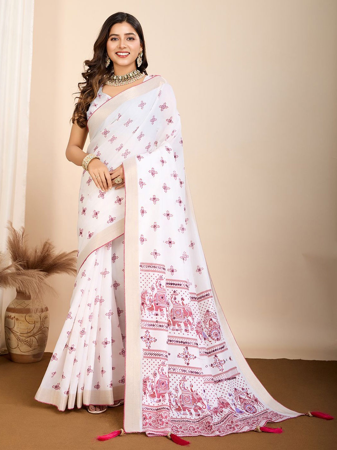 

VORIMA Pure Cotton Saree, Pink