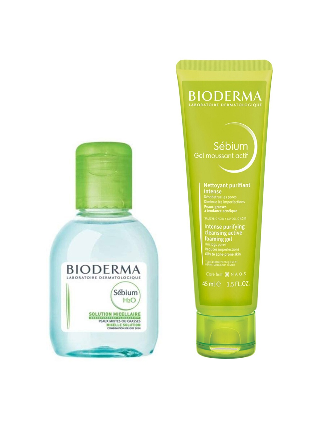 

BIODERMA Sebium Foaming Gel 45ml & Micellar Cleansing Water 100ml, Green