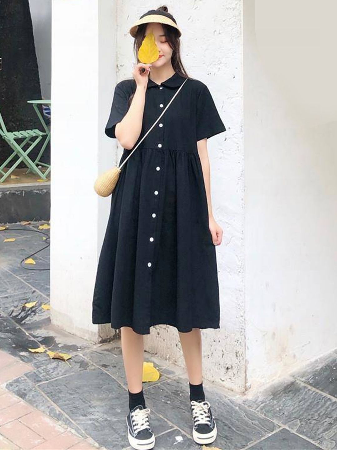 

DressBerry Shirt Midi Dress, Black