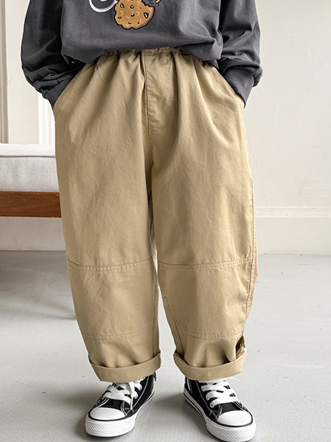 

LULU & SKY Boys Loose Fit Trousers, Khaki