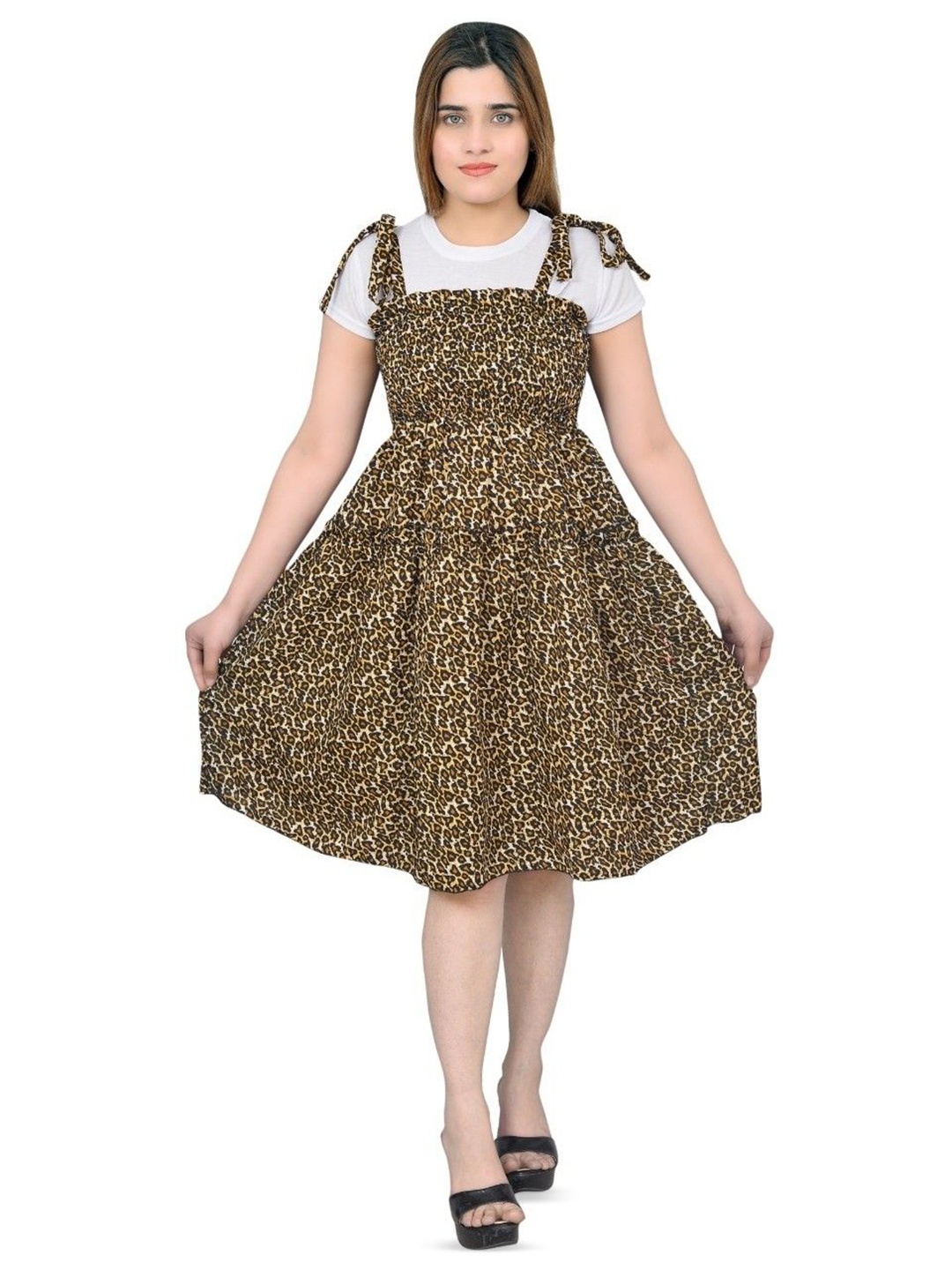 

YLCOMPANY Animal Print Crepe Fit & Flare Dress, Multi