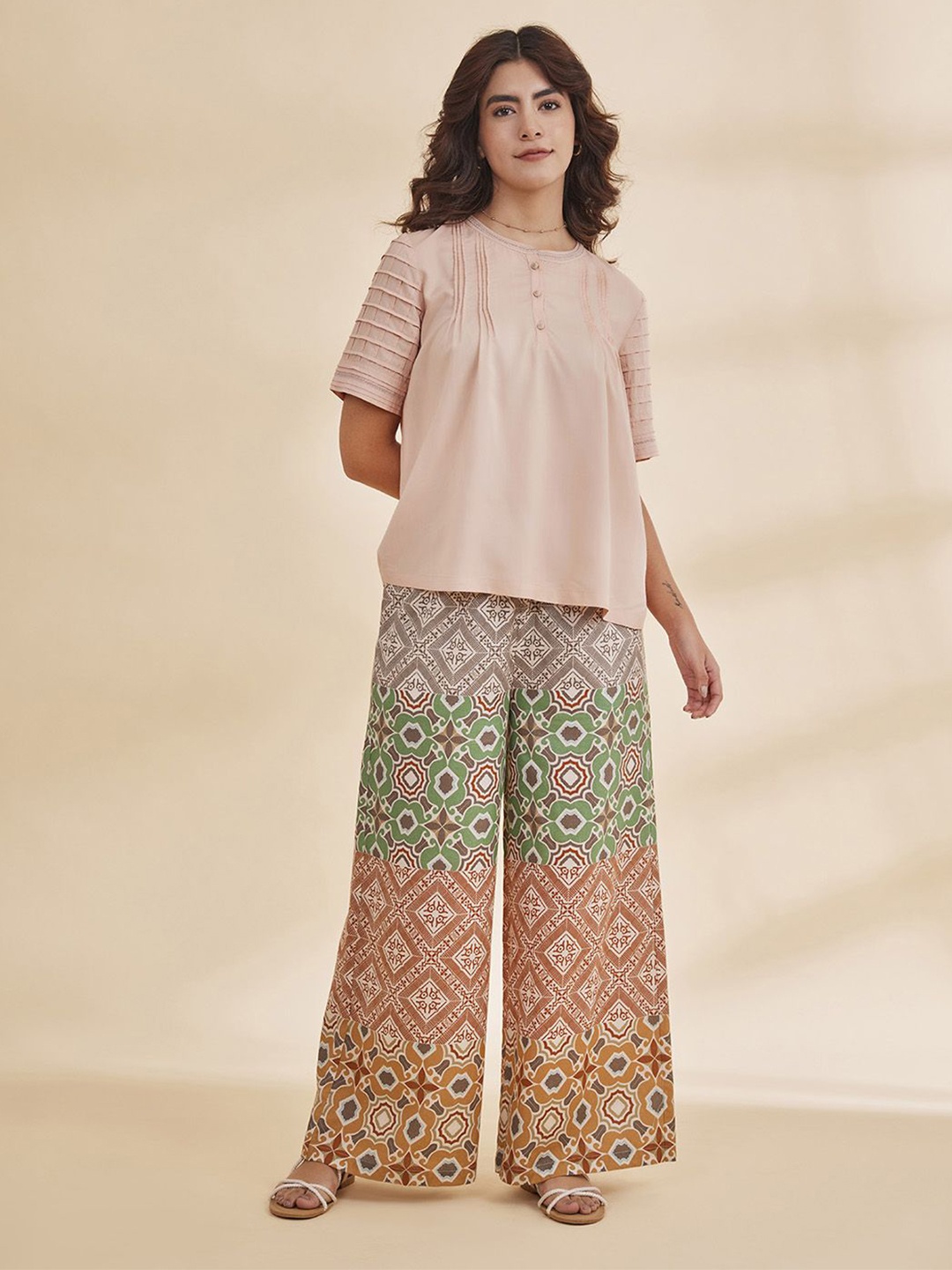 

B77 Embroidered Bamboo Boxy Top, Peach