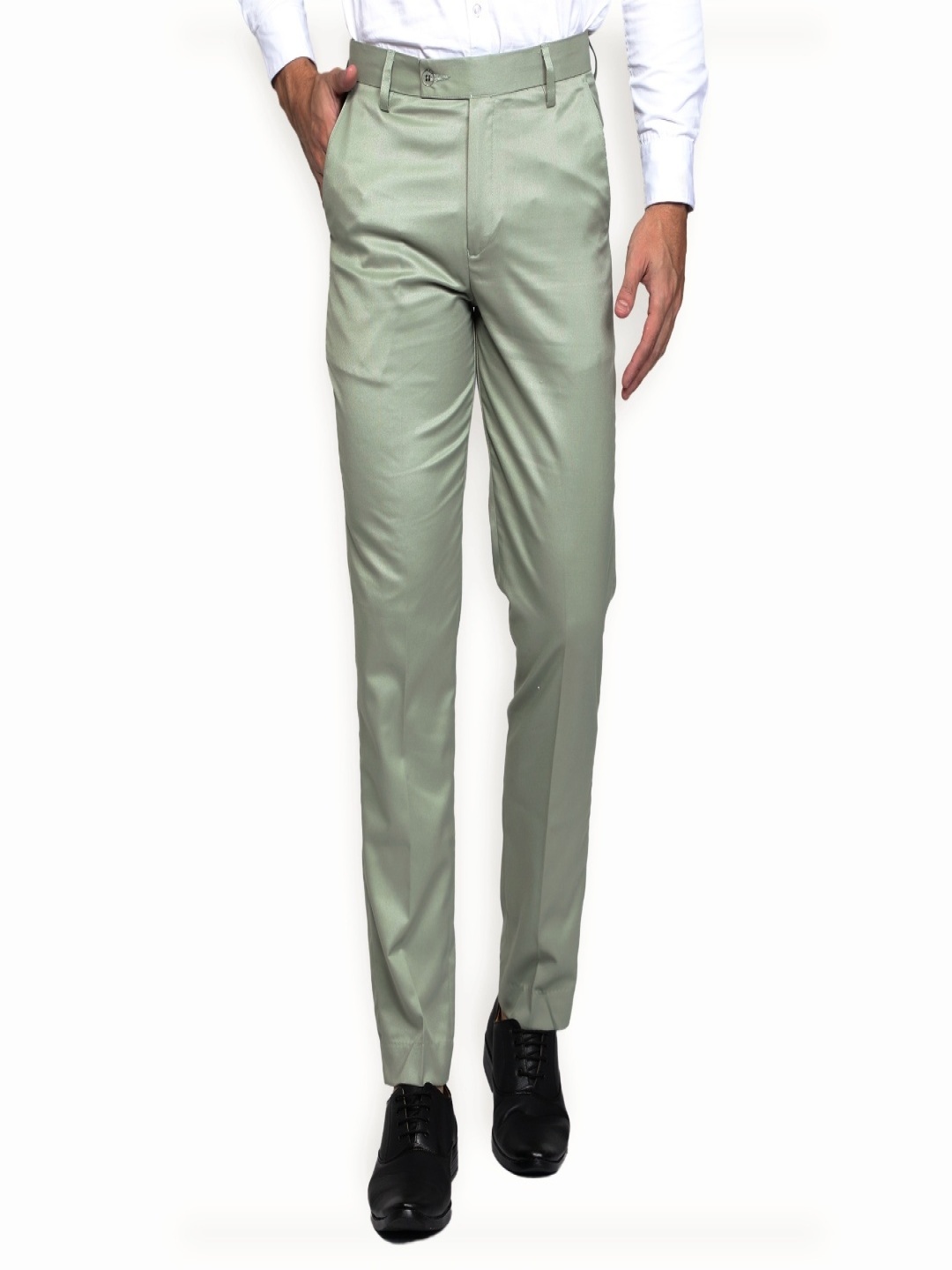 

Haul Chic Men Relaxed Straight Leg Slim Fit Trousers, Green