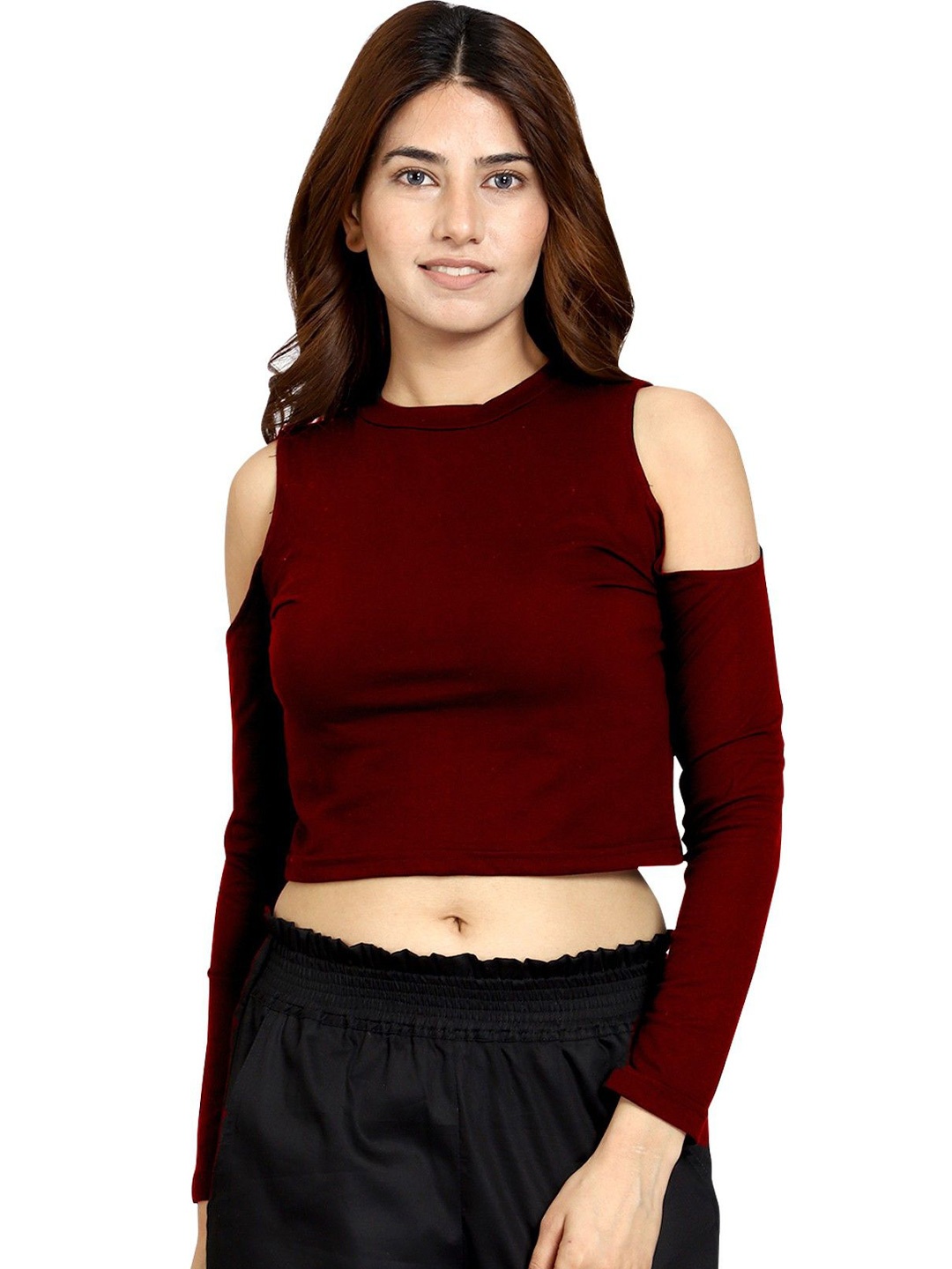 

ROARERS Cold-Shoulder Top, Maroon