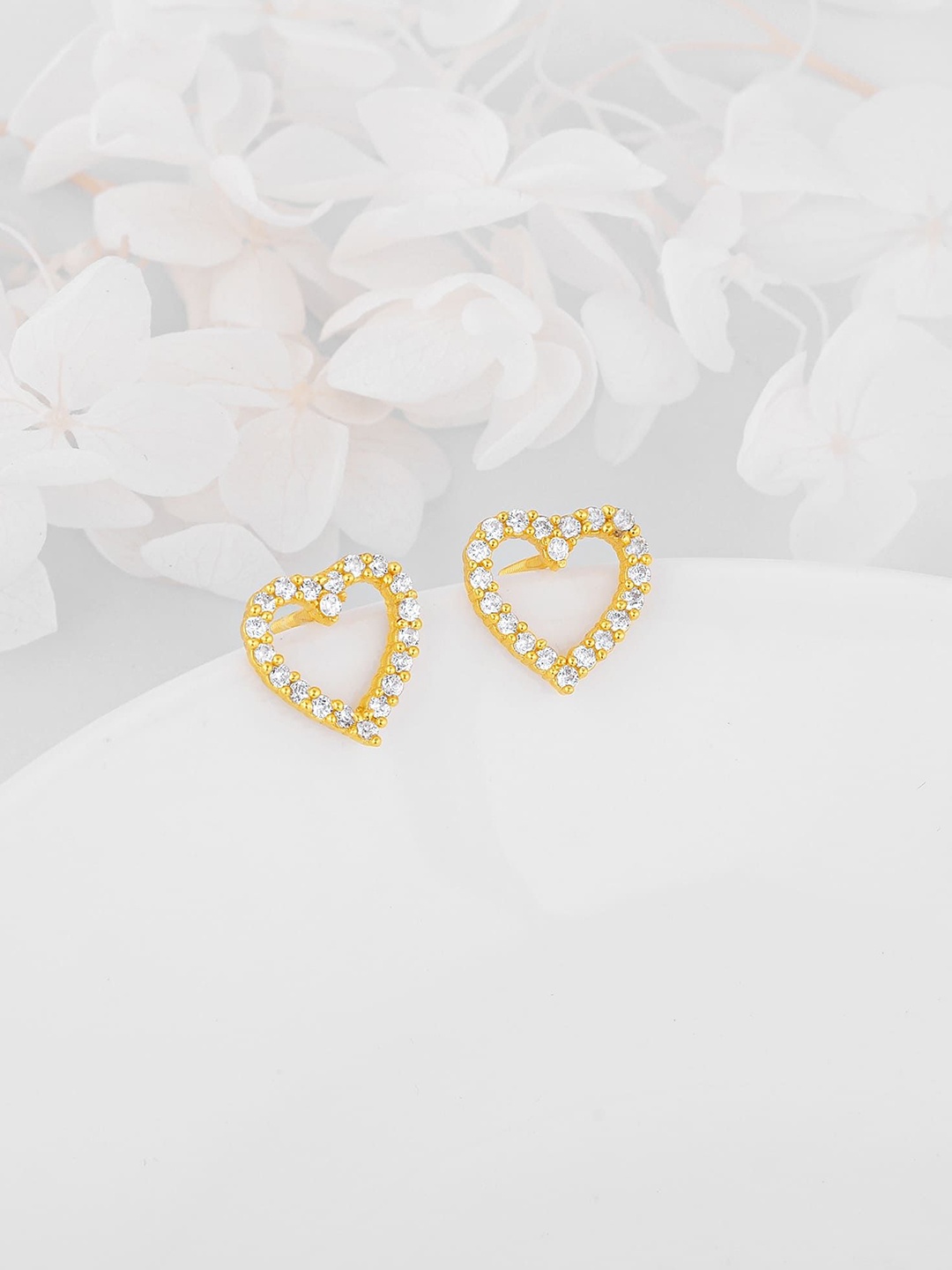 

GIVA 925 Silver Gold-Plated Zircon Studded Heart Shaped Studs