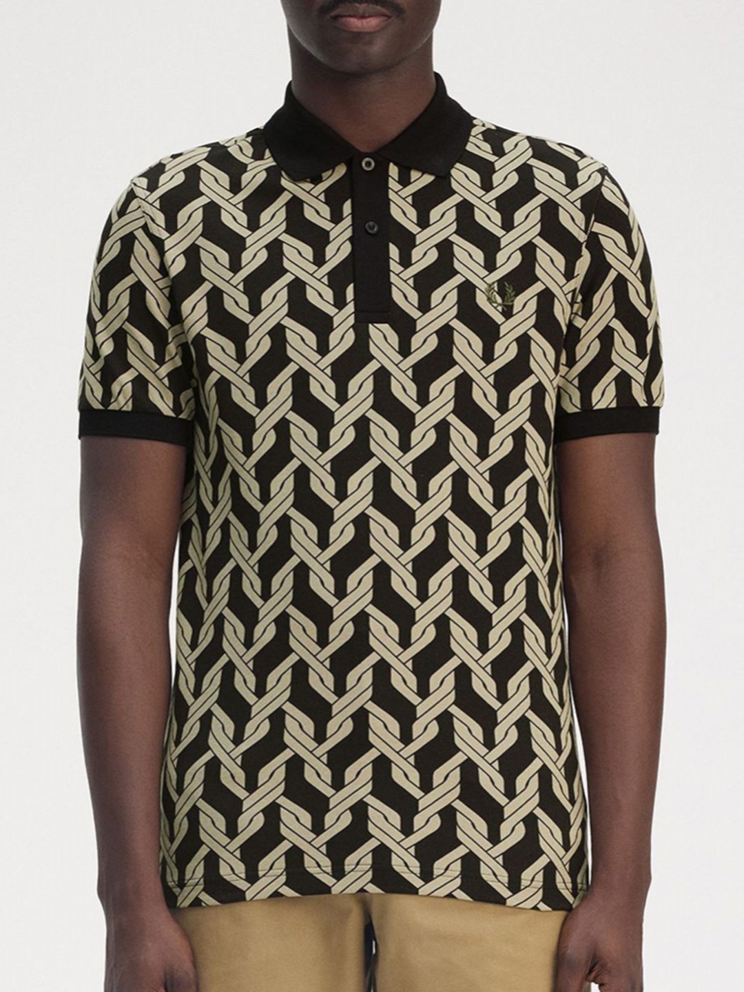 

Fred Perry Men Printed Polo Collar Tropical Pockets T-shirt, Black
