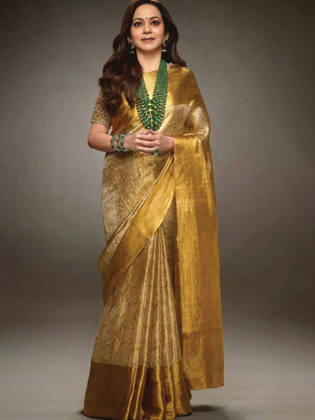 

DIVASTRI Kanjivaram Banarasi Saree,, Beige