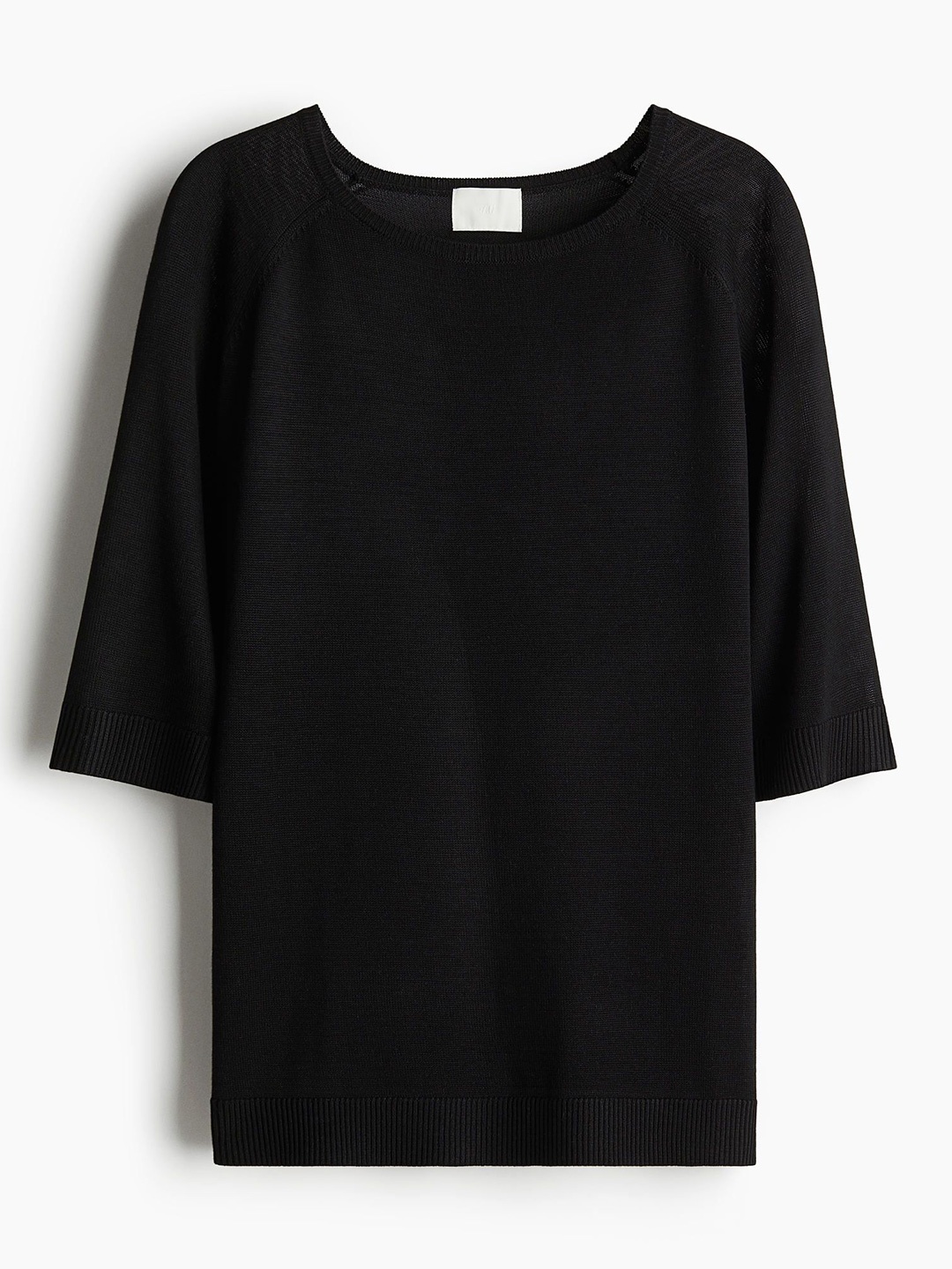 

H&M Knitted T-Shirt, Black