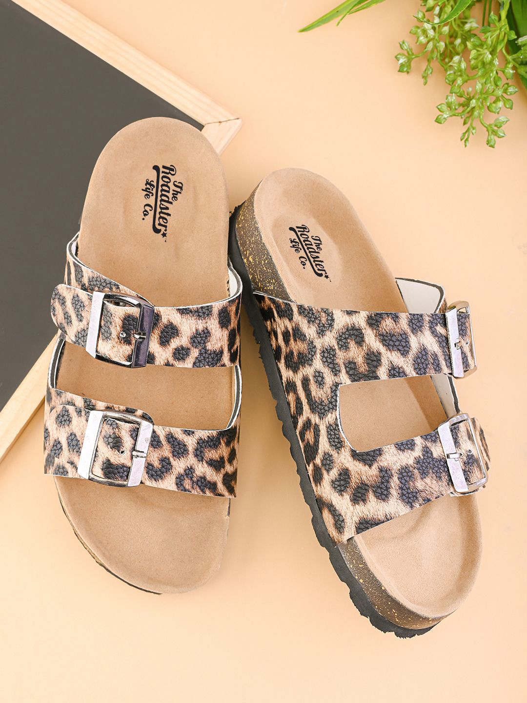 

The Roadster Lifestyle Co Women Printed Open Toe Flats, Black