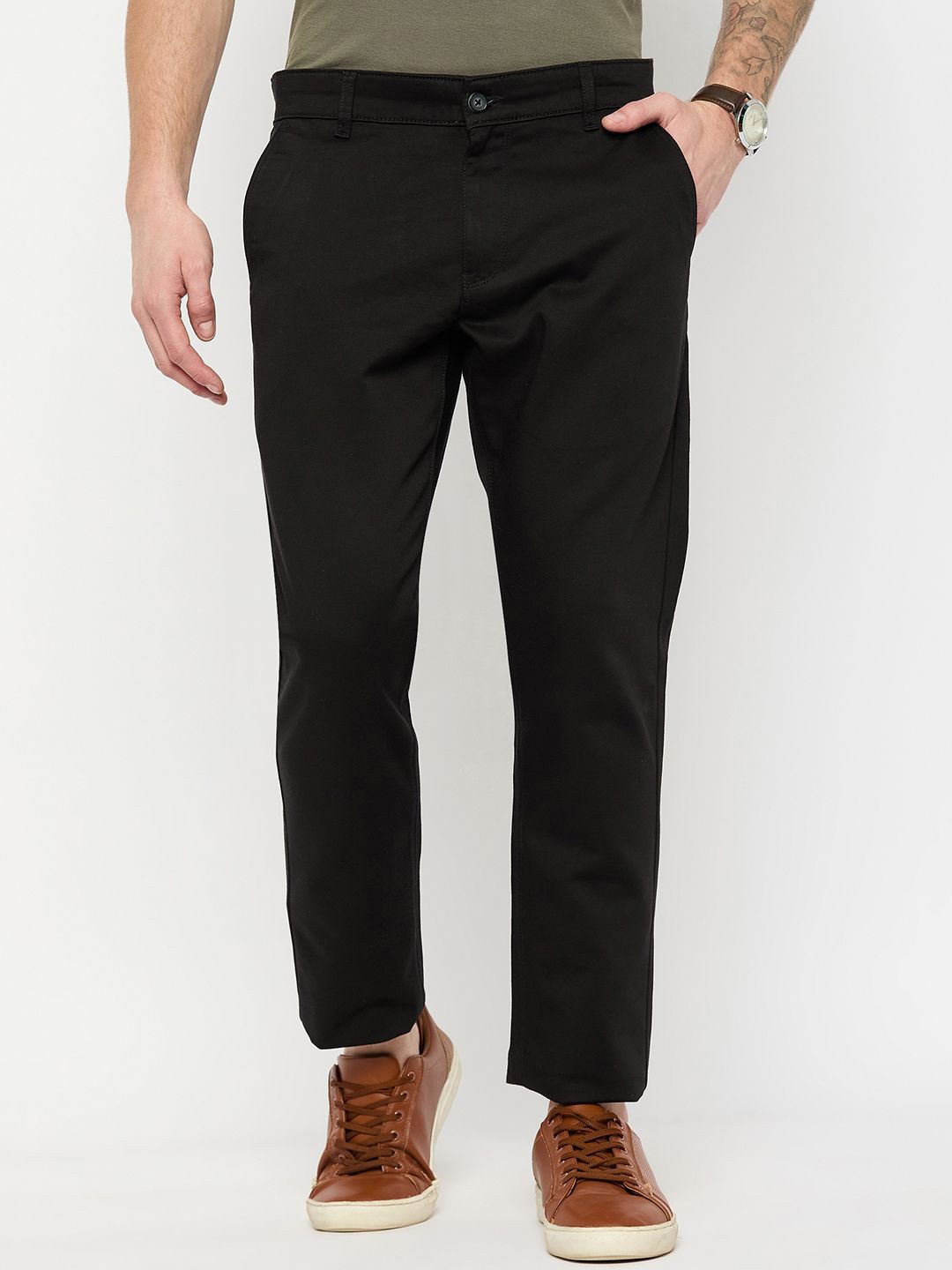 

Duke Men Slim Fit Chinos Trousers, Black