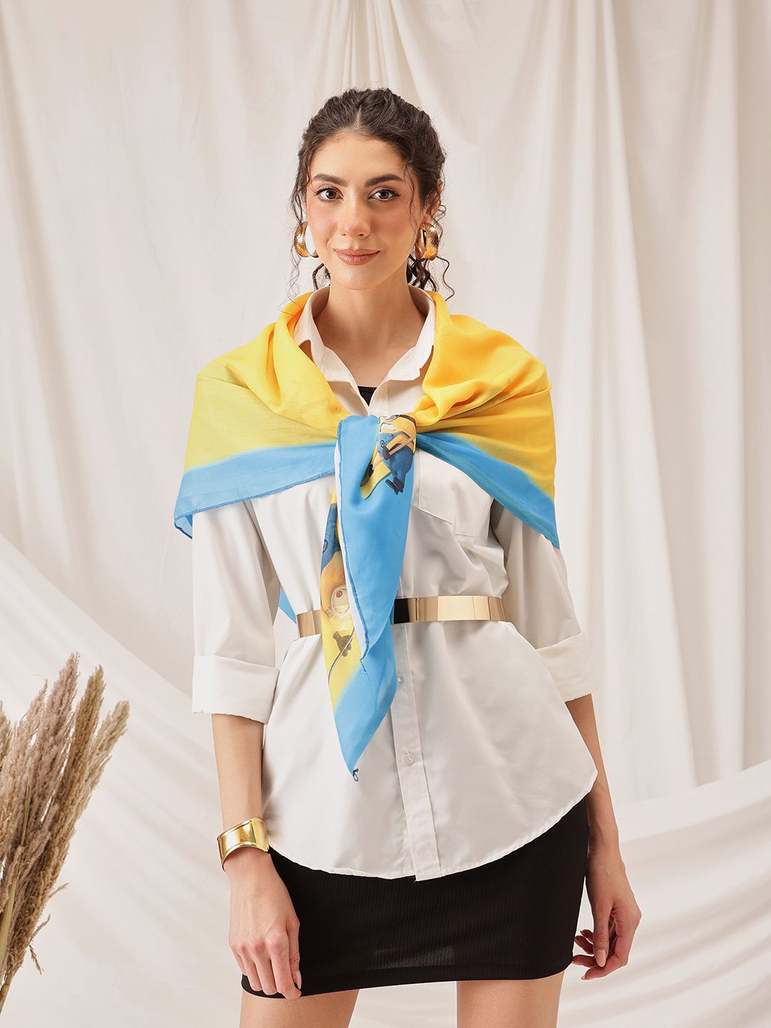 

Silk Land Minions Printed Soft Cotton Scarf, Yellow