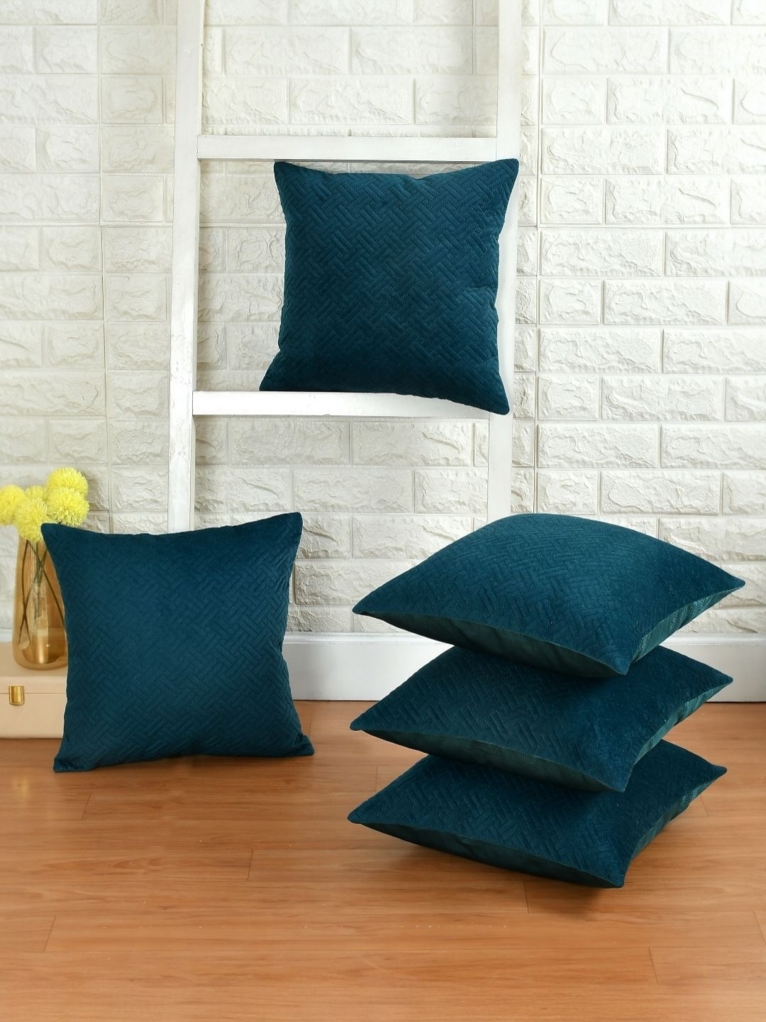 

BIGGER FISH CC Qlt Green 5 Pieces Velvet Square Cushion Covers