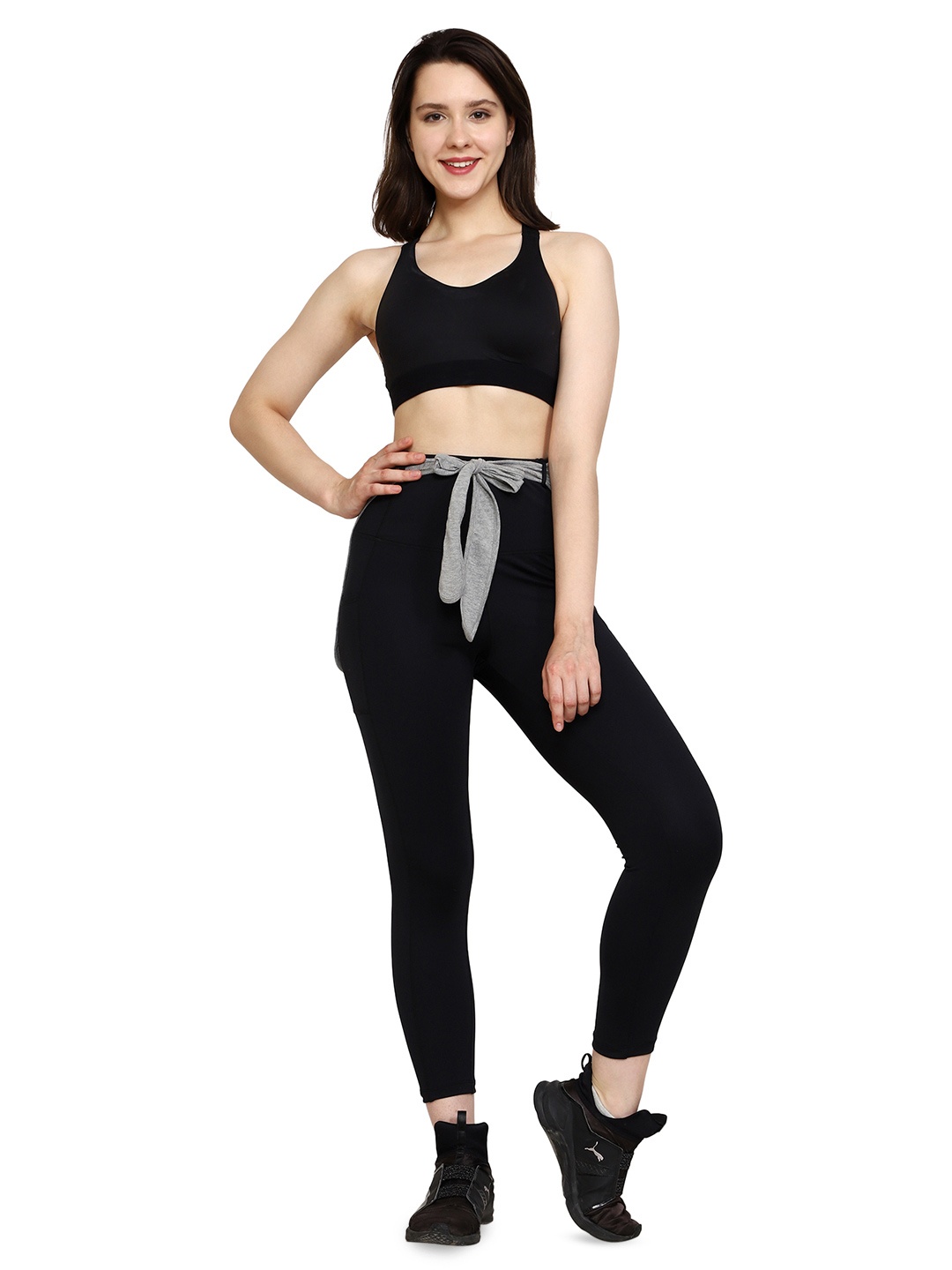 

URBAN KANYA High Rise Ankle Length Gym Tight, Black
