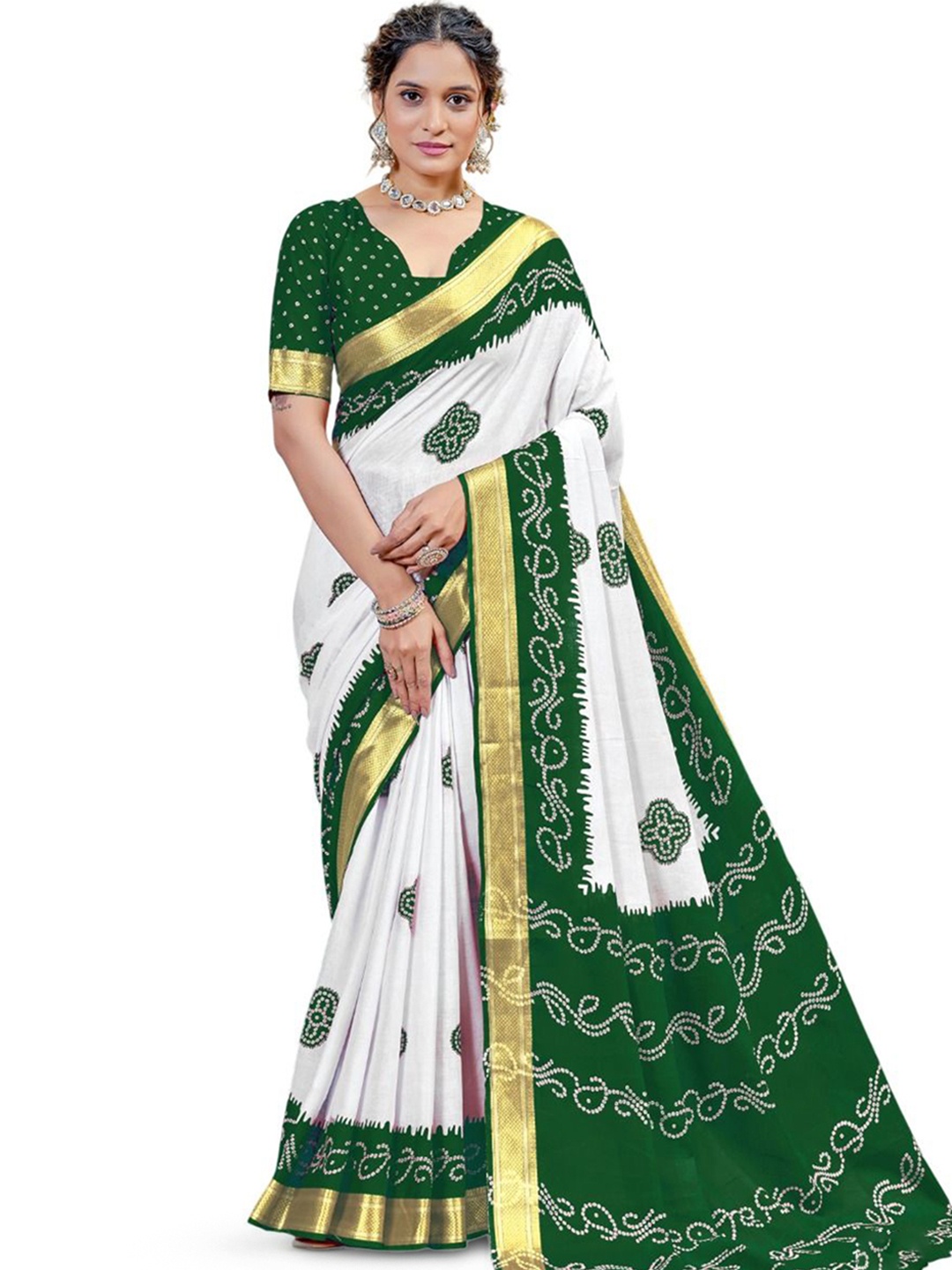 

HMP Fashion Bandhani Bandhani Saree, Green
