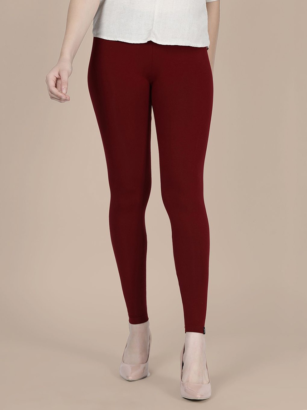 

TWIN BIRDS Women Viscose Blend Solid Cherry Berry Ankle Length Legging, Maroon