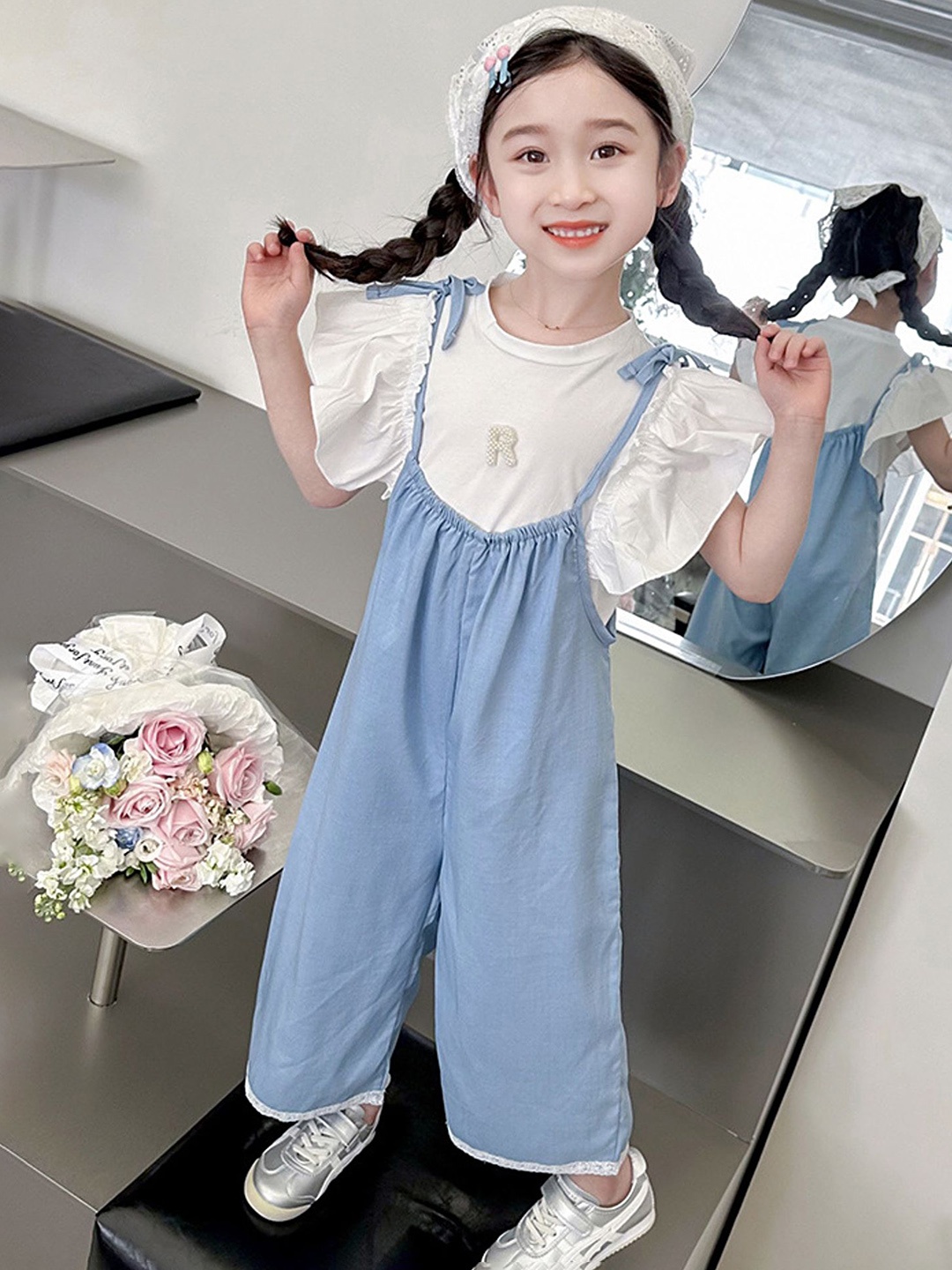 

LULU & SKY Girls Dungaree With T-Shirt, Blue