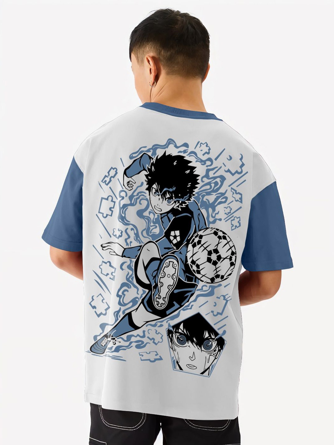 

Crazymonk Men Printed Drop-Shoulder Sleeves Applique T-shirt, Multi