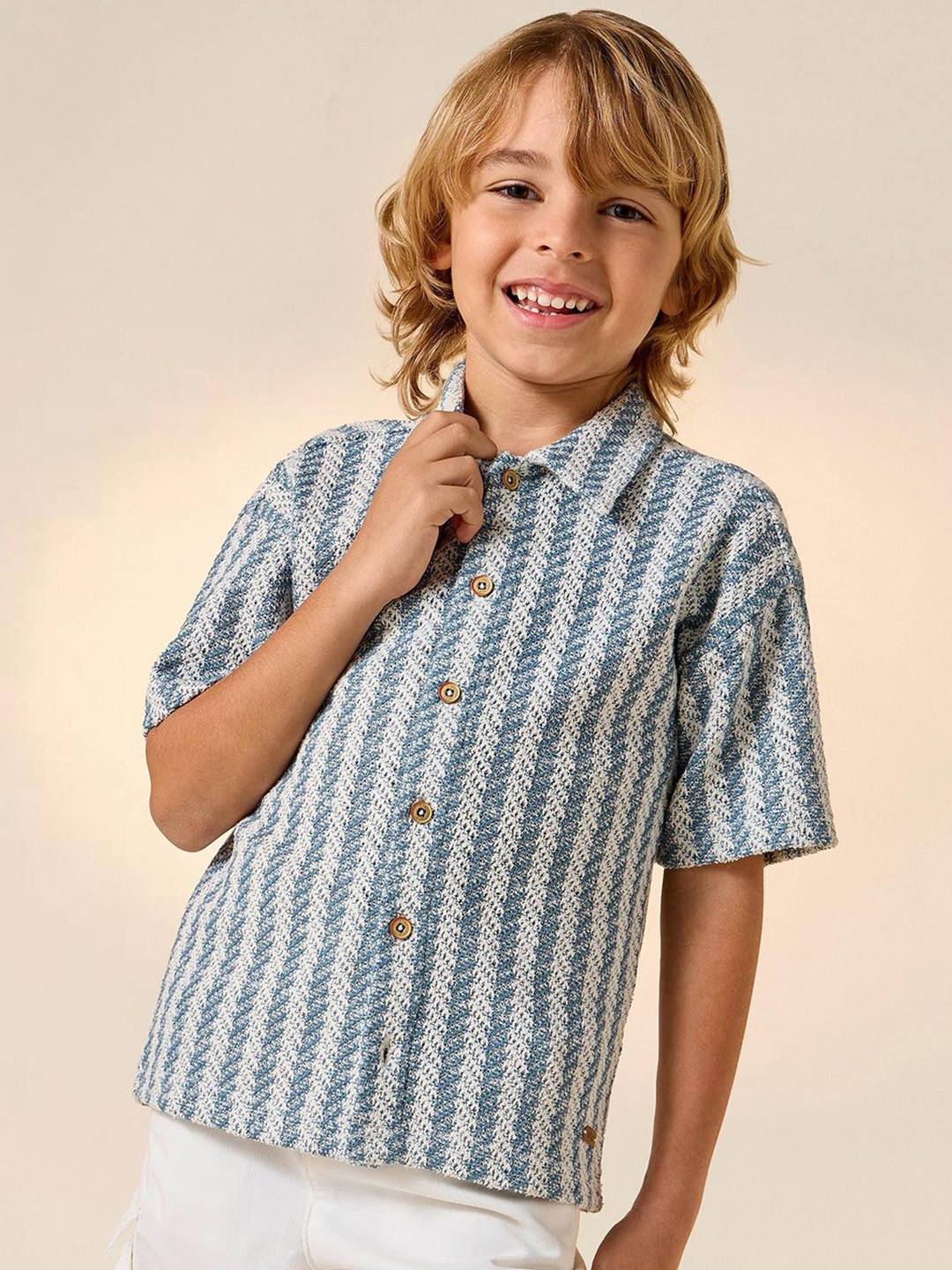 

Juniors by Babyshop Boys Opaque Striped Casual Shirt, Multi