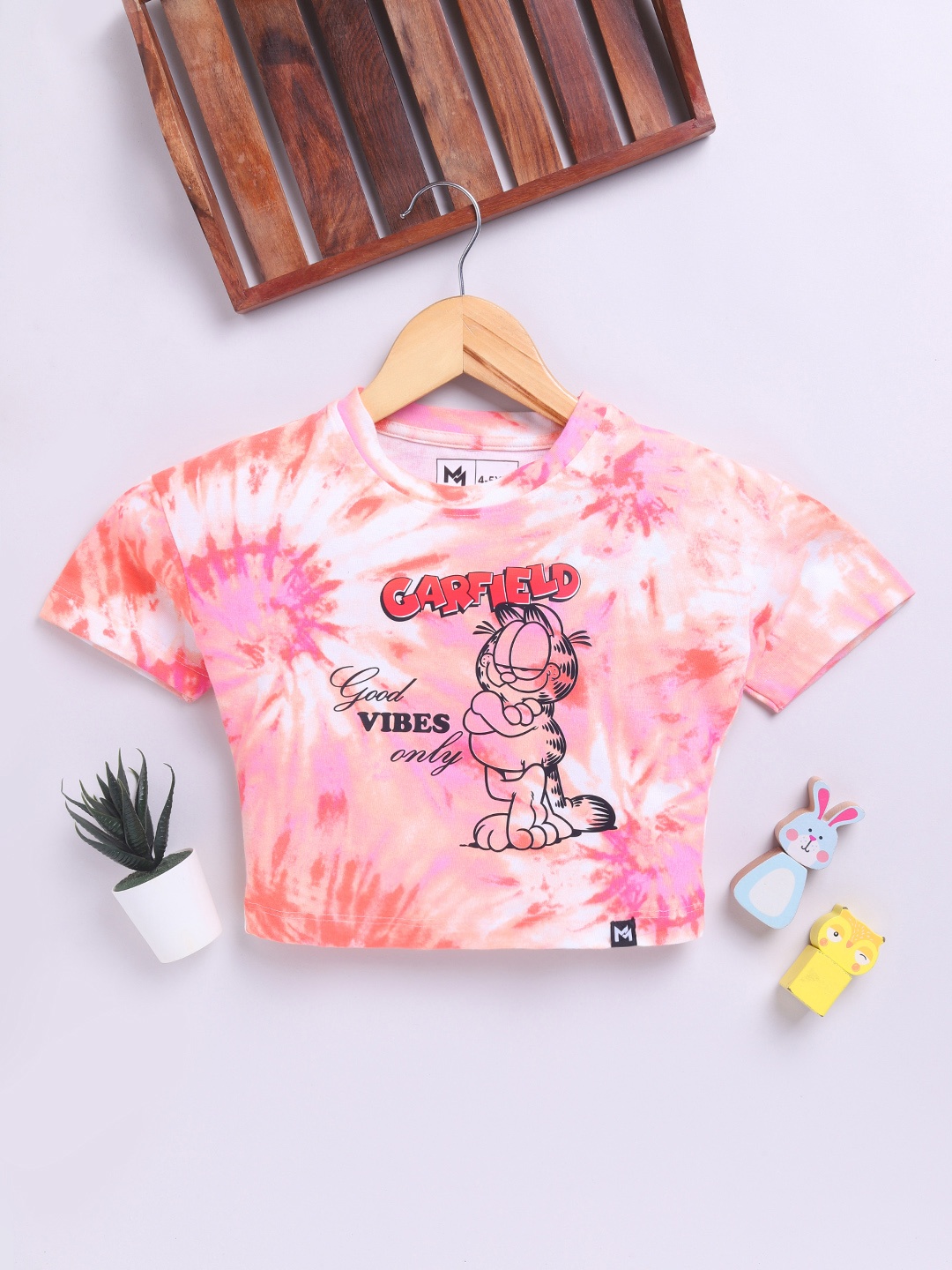 

YK X Minute Mirth Girls Garfield Printed Pure Cotton Crop Top, Pink