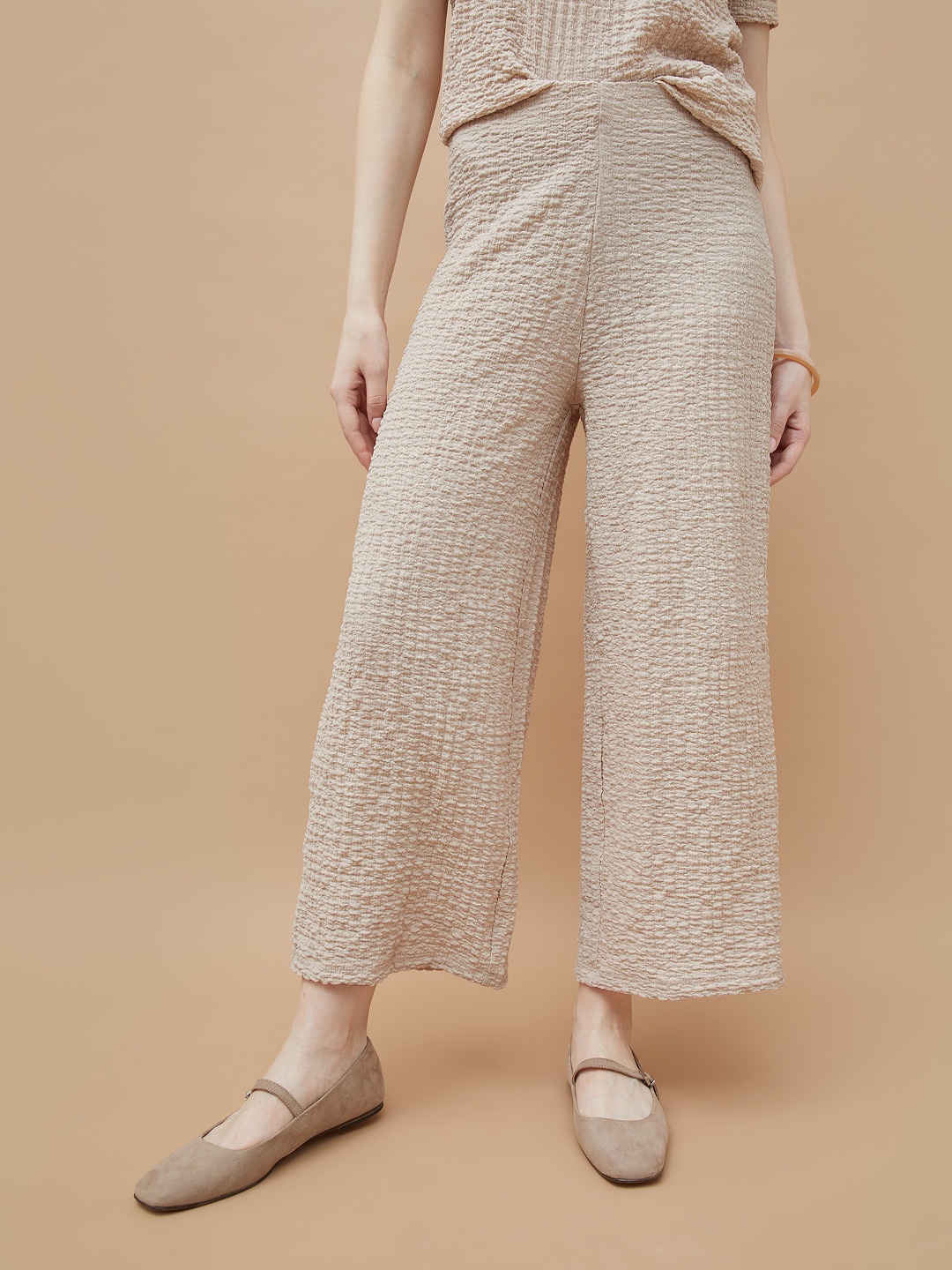 

CODE by Lifestyle Women Textured Trousers, Beige