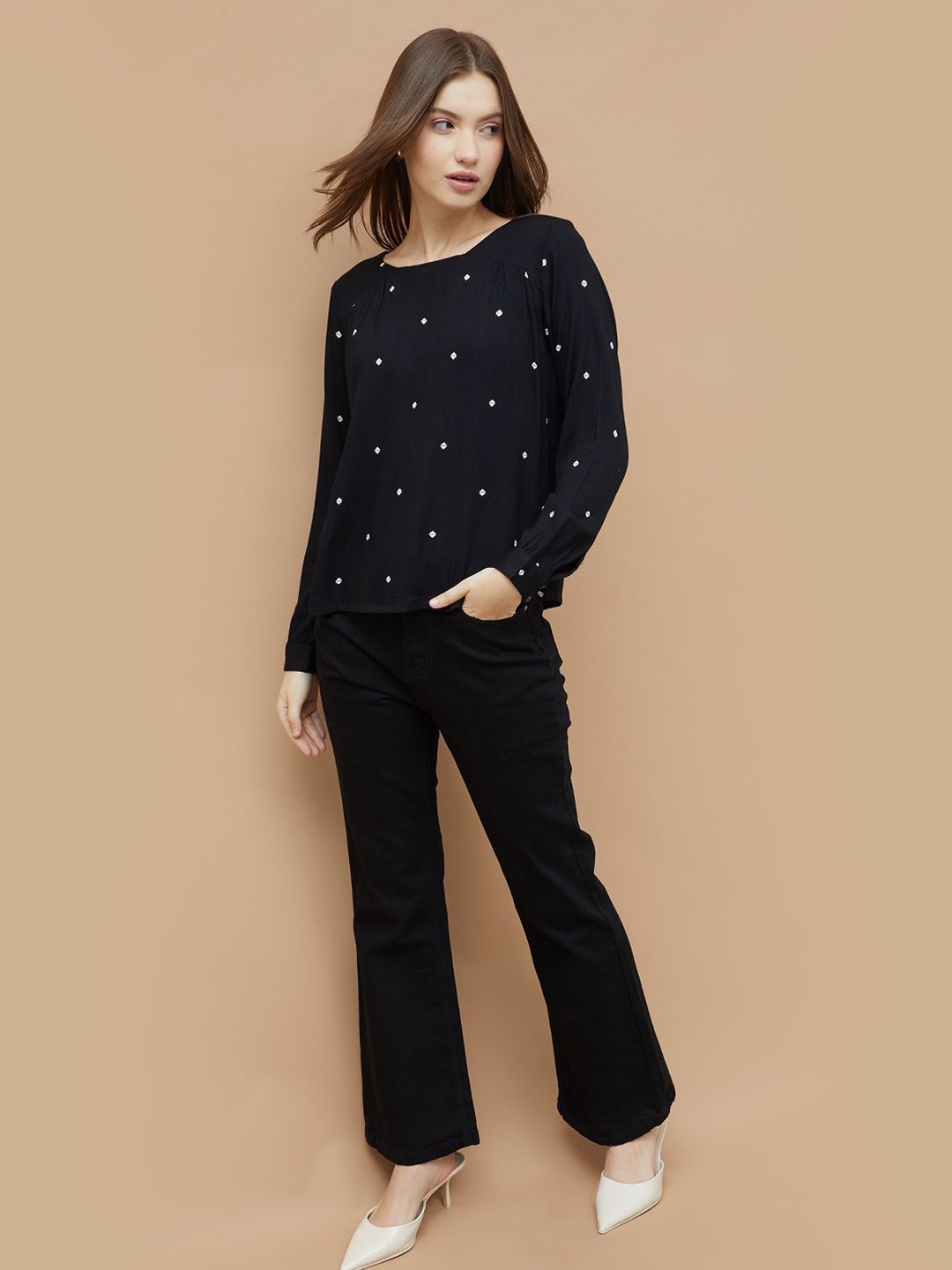 

Fame Forever by Lifestyle Polka Dot Top, Black