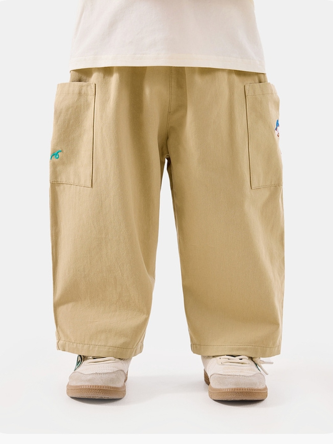 

LULU & SKY Boys Printed Straight Fit High-Rise Trousers, Khaki