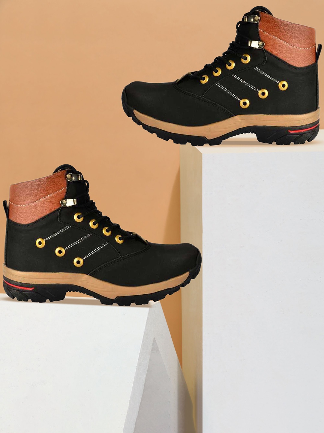 

Shoe Island Hiker-X Men Lace-Up Heavy Duty Regular Ankle Boots, Black