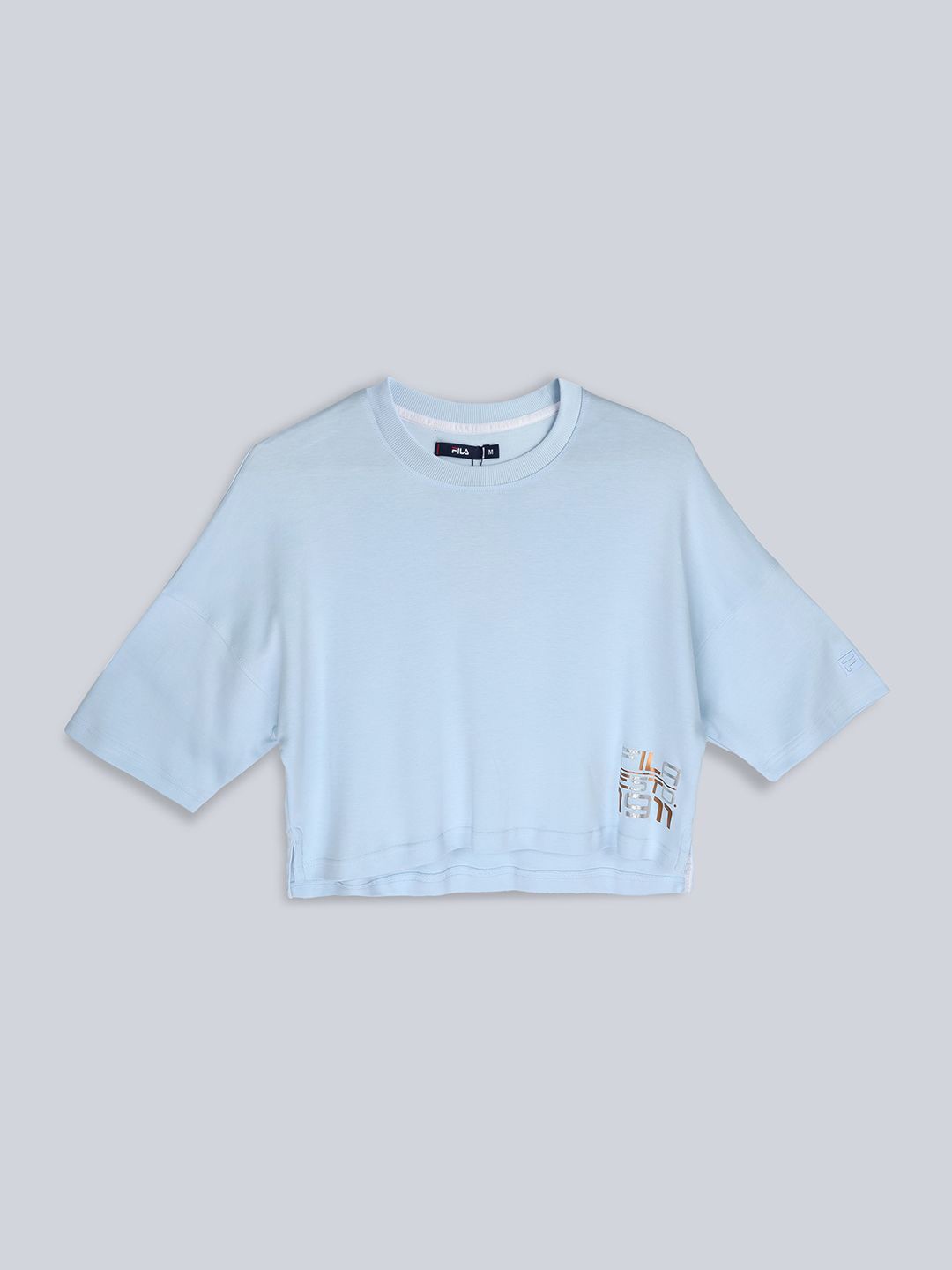 

FILA Print Cotton Boxy Crop Top, Blue