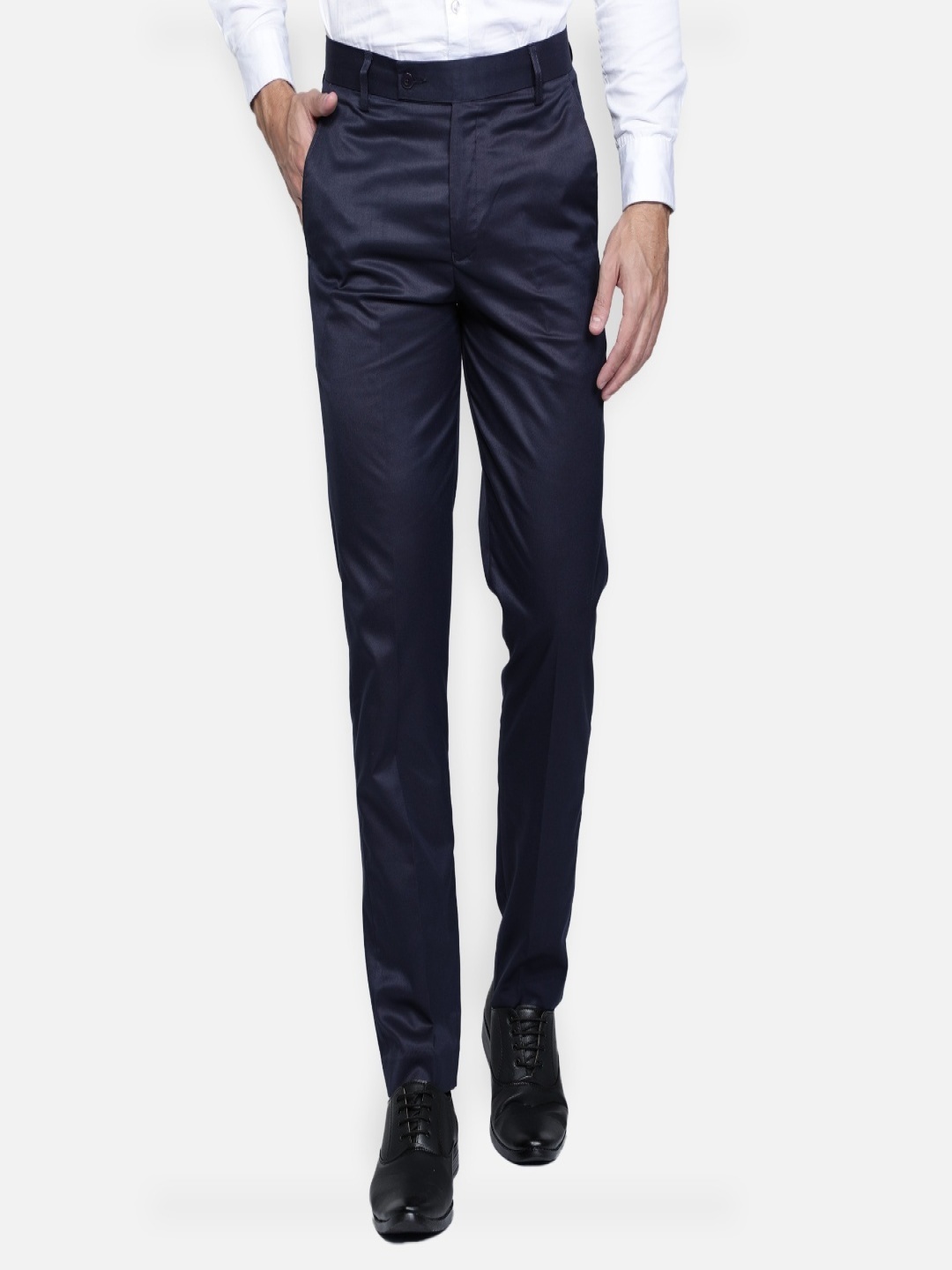 

Haul Chic Men Relaxed Straight Leg Slim Fit Trousers, Navy blue