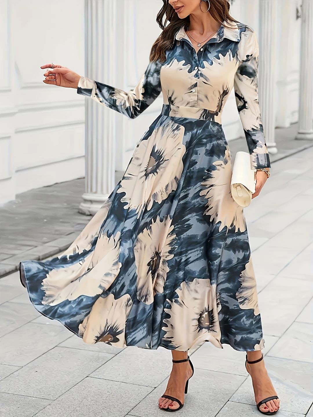 

all about you Tie and Dye Print Shirt Midi Dress, Orange