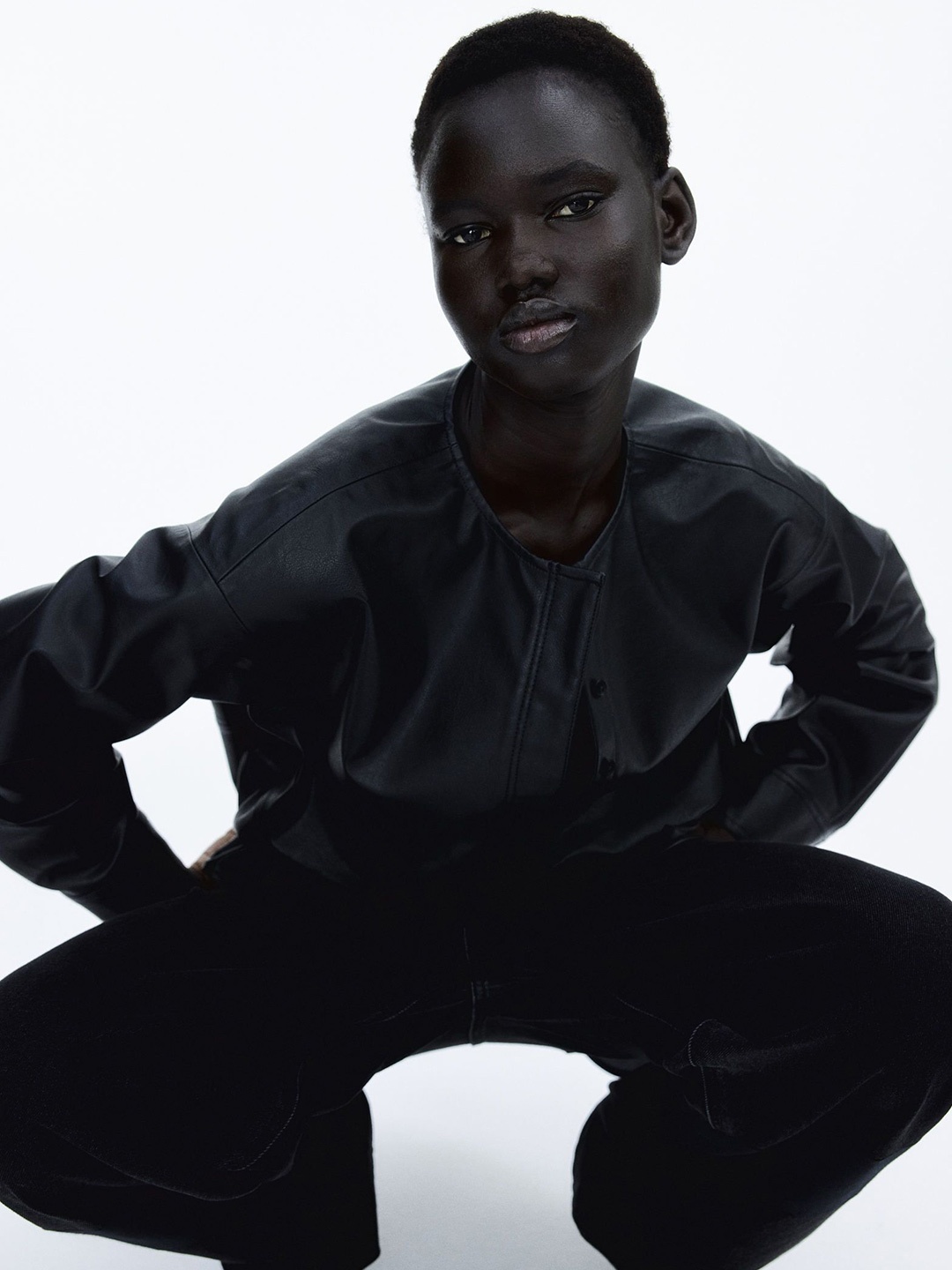 

H&M Coated Popover Blouse, Black