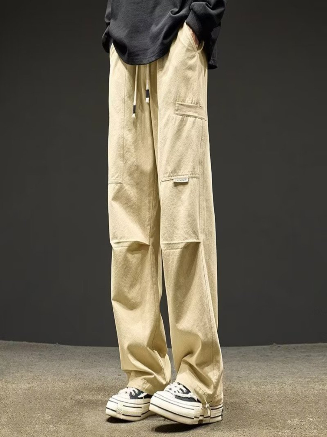 

HERE&NOW Men Straight Fit Trousers, Beige