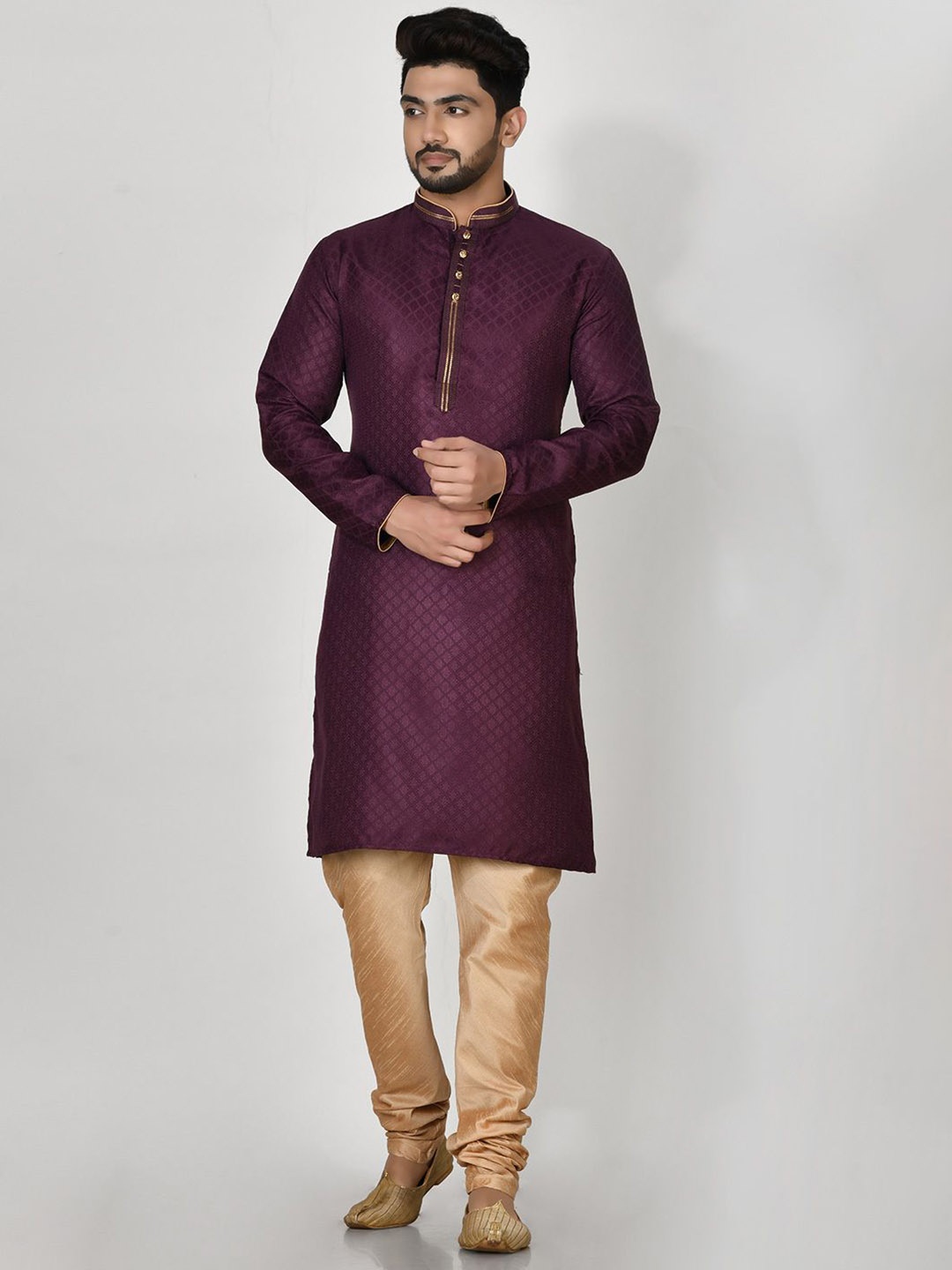 

RANAK Men Regular Kurta with Pyjamas, Burgundy
