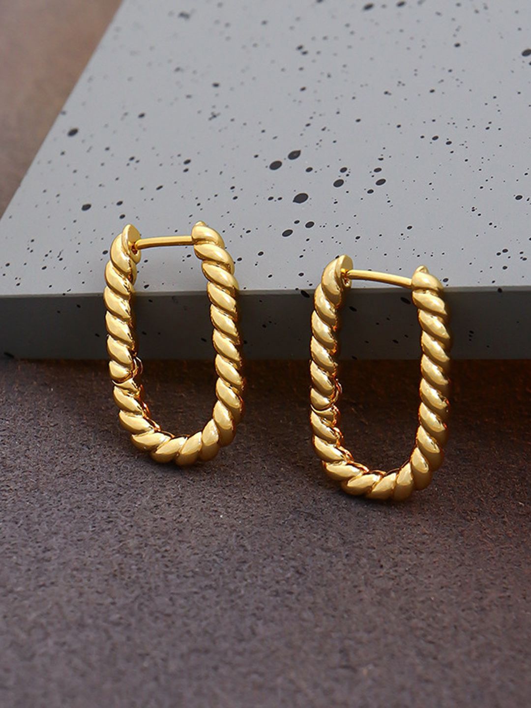 

Krelin Gold-Plated Stainless Steel Twisted U Shaped Hoop Earrings