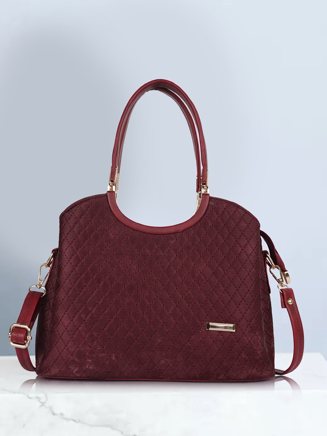 

ROMOFY Shoulder Bag with Tasselled, Maroon