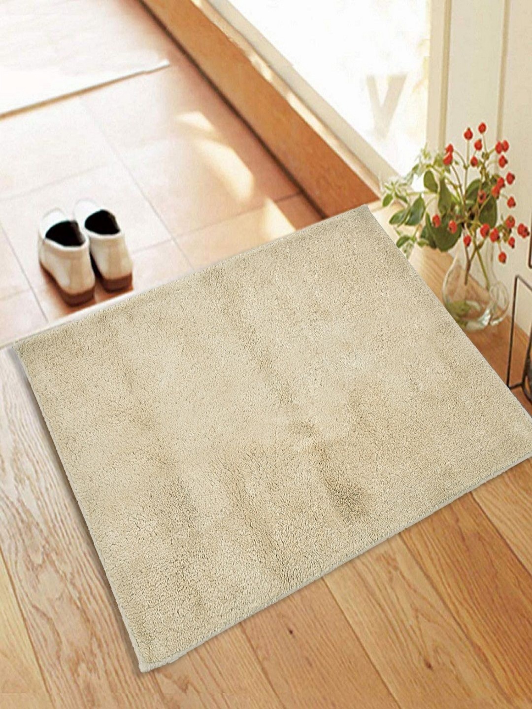 

Myntra Elegant Homes Grey & Beige Cotton Anti-Skid Bath Rug