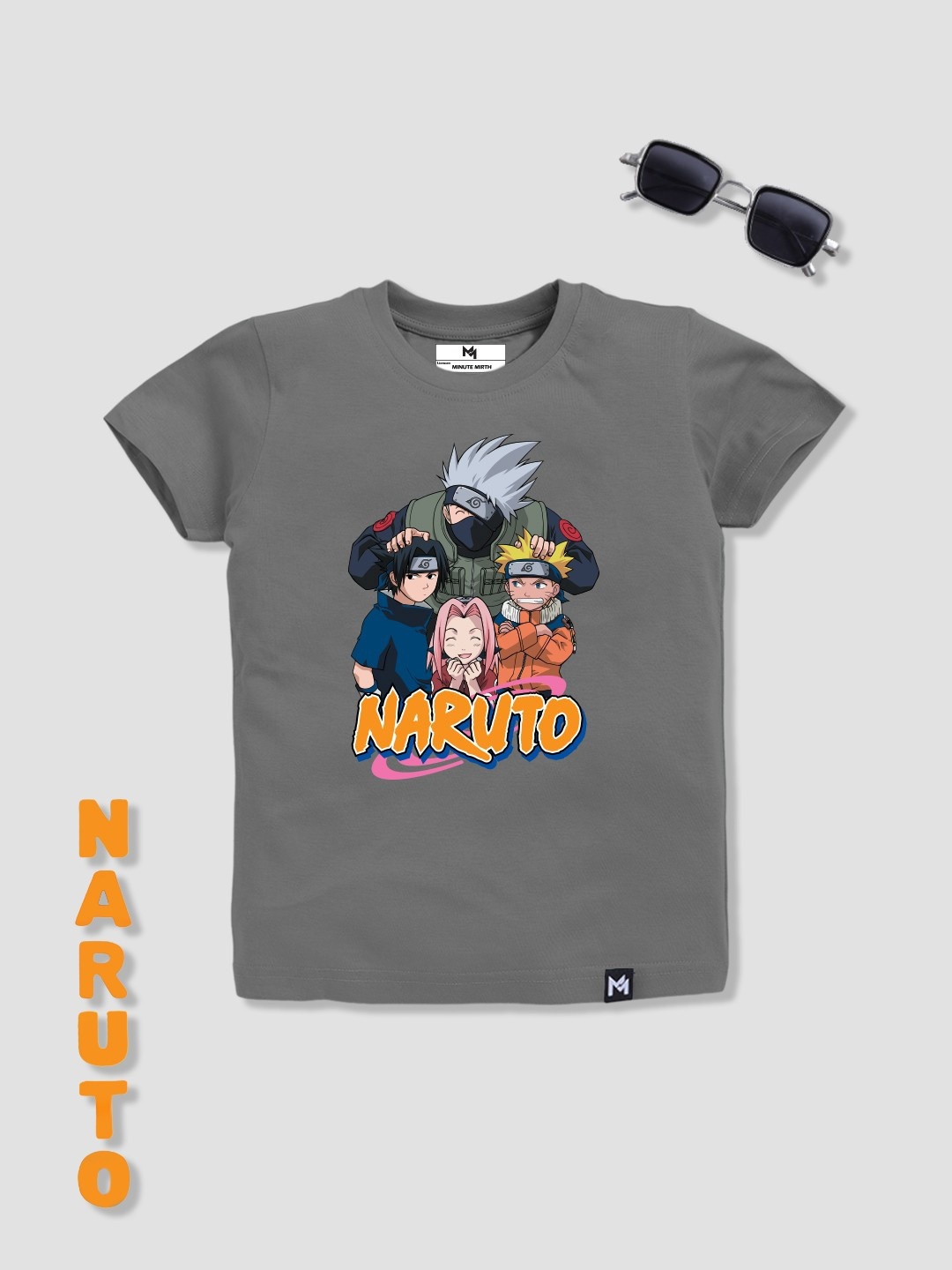 

YK X Minute Mirth Naruto Printed Pure Cotton T-shirt, Grey