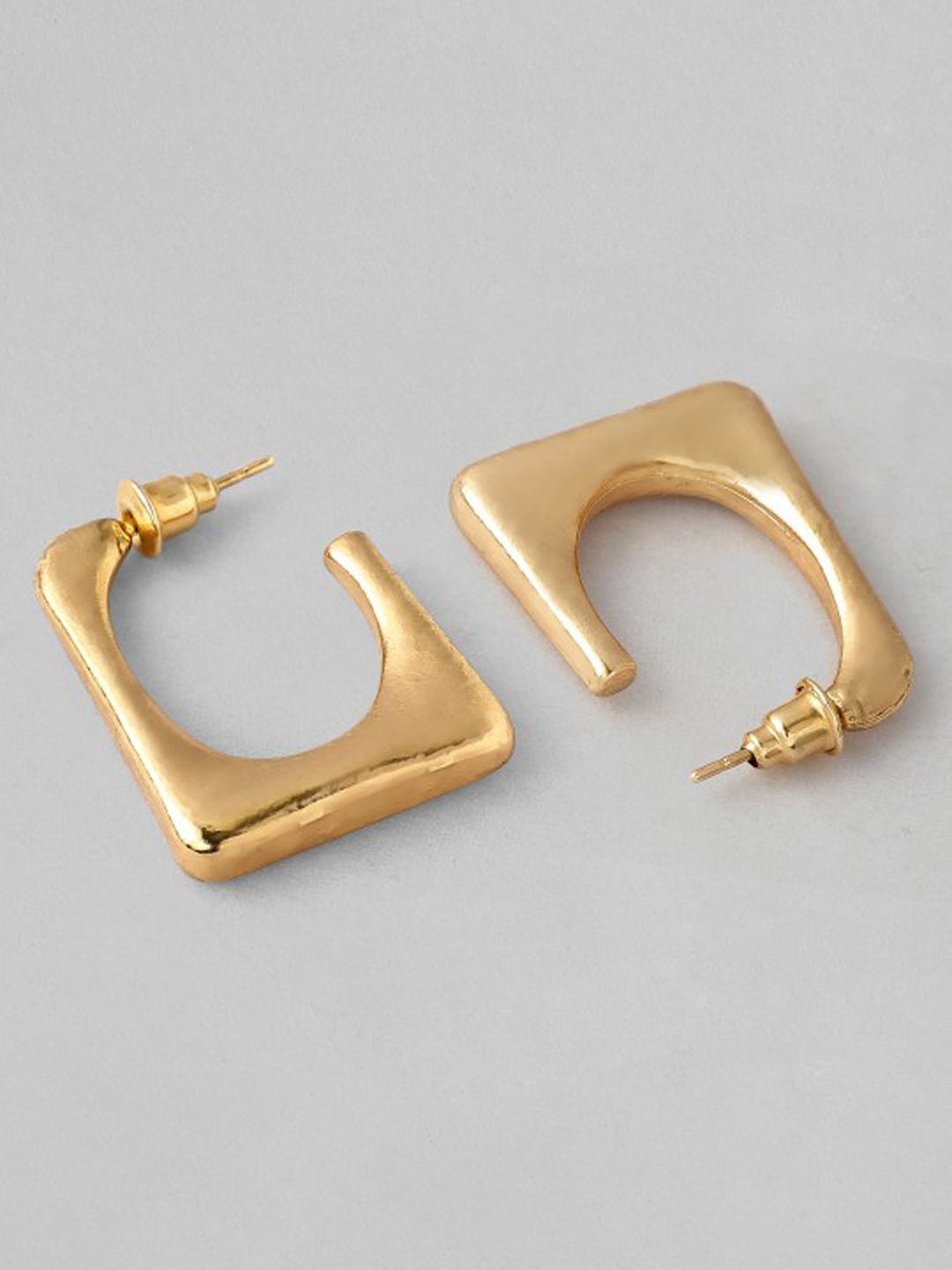 

Krelin Gold-Plated Stainless Steel Open Square Shaped Hoop Earrings