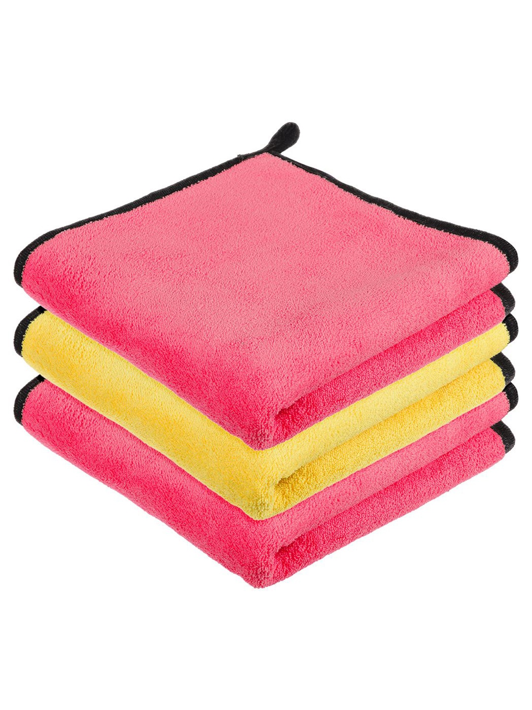 

Kuber Industries Pack Of 3 Pink & Yellow 400 GSM Microfiber Cleaning Cloth