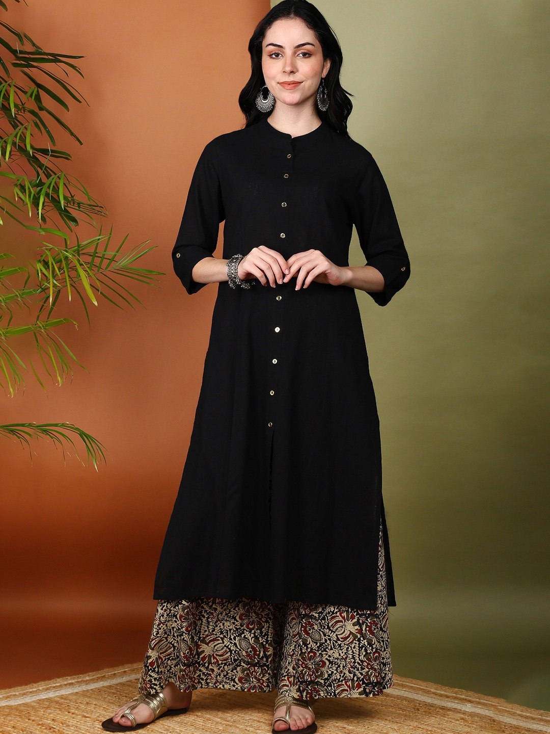 

YASH GALLERY Women Regular Kurta with Palazzos, Black