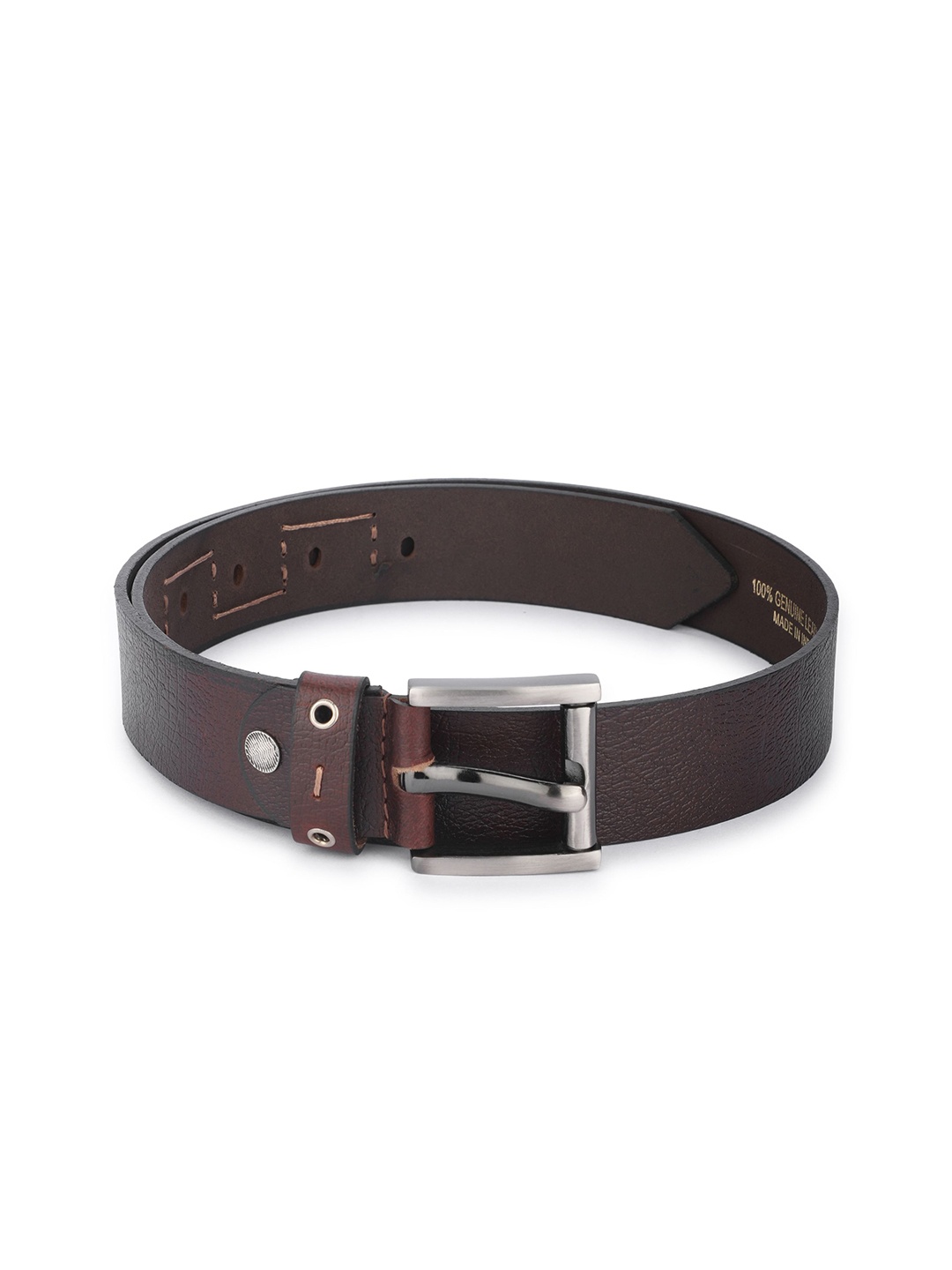 

WROGN Men Textured Leather Belt, Brown