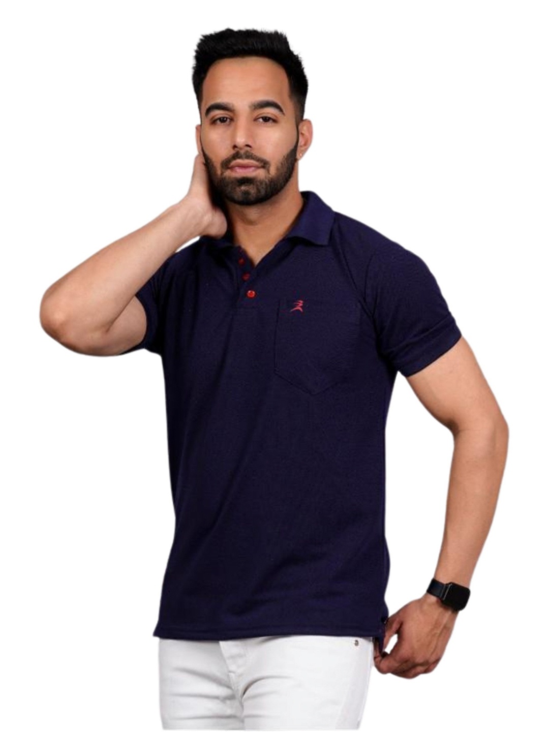 

FICKA Men Polo Collar Slim Fit T-shirt, Navy blue