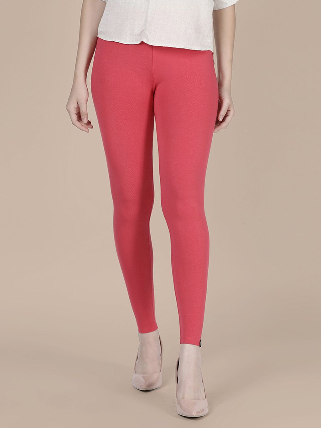 

TWIN BIRDS Women Viscose Blend Solid Spiced coral Ankle Length Legging, Pink