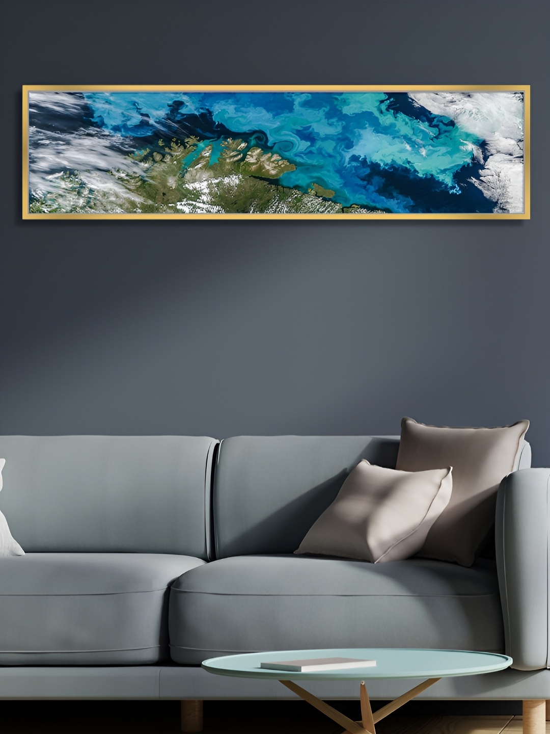 

Myntra Elegant Homes Blue & Green Topography Canvas Wall Painting