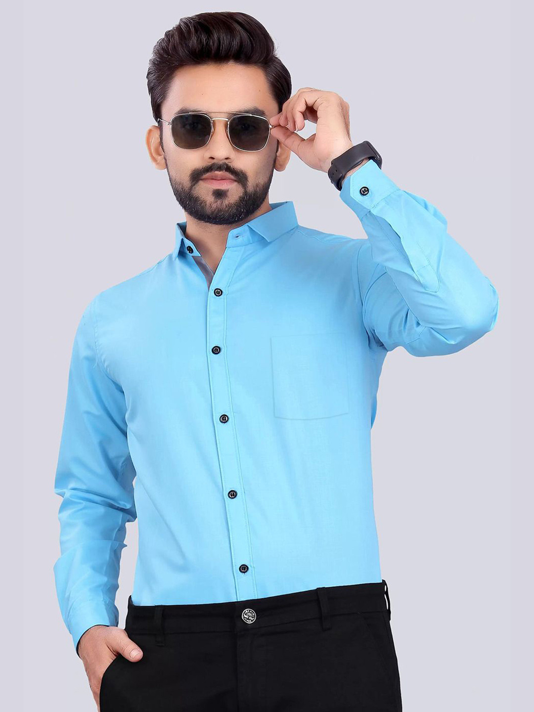 

Moda Rapido Men Standard Opaque Formal Shirt, Turquoise blue